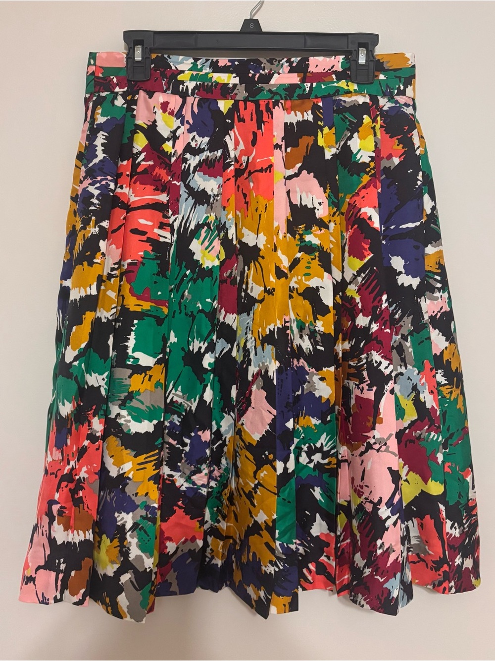 J.Crew 100% Silk Preppy Artsy Abstract Pleated Skirt Multicolor A-Line 6